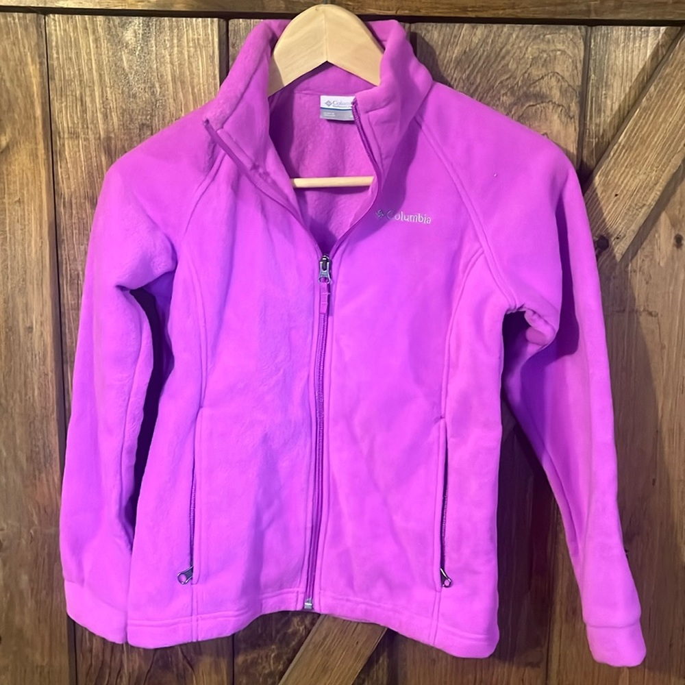 Columbia pink girls size medium 10/12 fleece zip up jacket new